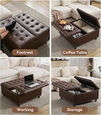 Tbfit Large Square Storage Ottoman Bench, Tufted Upholstered Coffee Table - Image 5