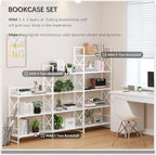 4NM 6 Tiers No Assembly Book Shelves, 61.8" H Folding Bookshelf Bookcase Open - Image 5