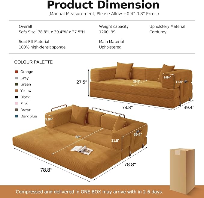MoonSpeak 78.8''Sleeper Couch Bed - Image 2