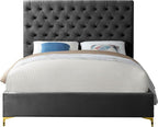 Meridian Furniture Cruz Collection Modern | Contemporary Velvet Upholstered Bed - Image 7