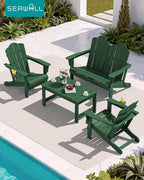 SERWALL 5 Pieces HDPE Patio Adirondack Chair Set, 2 Adirondack Chair - Image 9