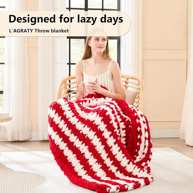 L'AGRATY Chunky Knit Throw Blanket - Image 2