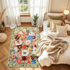 Green Floral Area Rug 3x5 for Bedroom Entryway | Ultra-Thin Non Slip Machine - Image 2