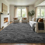 9x12 Extra Large Dark Grey Fluffy Area Rug Non-Slip - Image 3