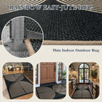 Lahome Modern Rainbow Easy Jute Outdoor Patio Rug, 3x5 Black Office Rug | - Image 4