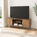 Smuxee Walnut TV Stand with Line Groove Design, 47.2" Mid Century Modern TV by Smuxee