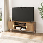 Smuxee Walnut TV Stand with Line Groove Design, 47.2" Mid Century Modern TV by Smuxee