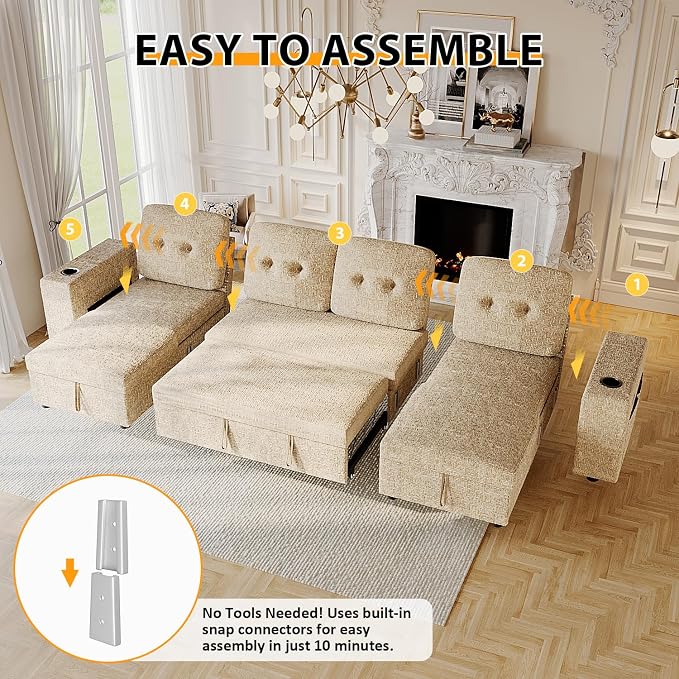 Modular Sectional Sleeper Sofa Bed, Couches - Image 8