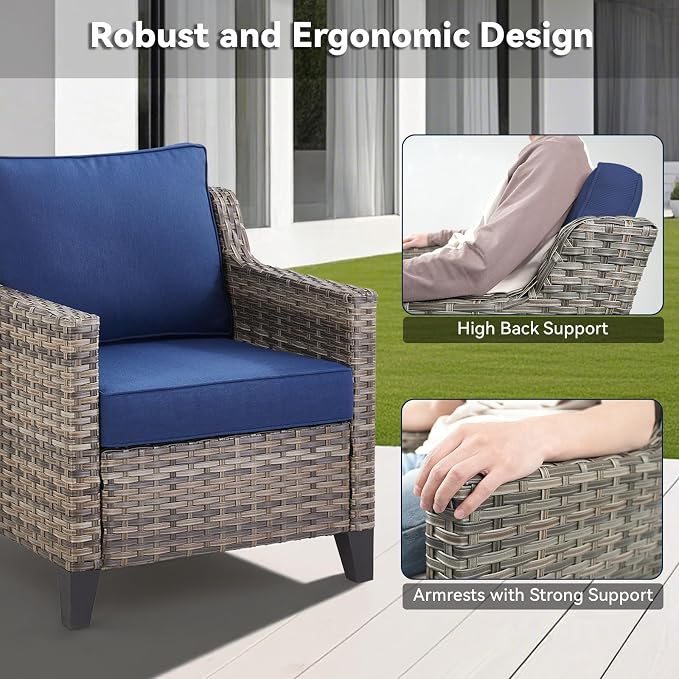 Patio Chairs Set of 2-All Weather Rattan Wicker Outdoor Chair - Image 7