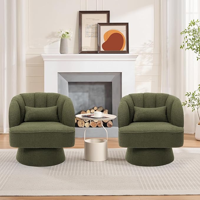 Garvee Ultra-Plush Swivel Accent Chair, 360° Barrel Lounge Chair - Image 6