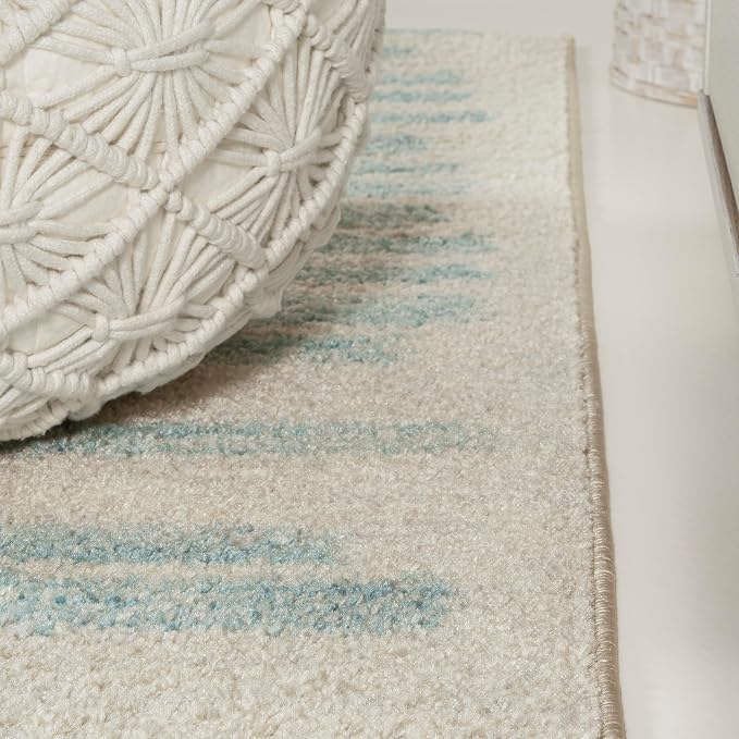 JONATHAN Y Khalil Modern Berber Stripe Cream/Turquoise Runner Rug, Contemporary - Image 7