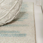JONATHAN Y Khalil Modern Berber Stripe Cream/Turquoise Indoor Area Rug - Image 6