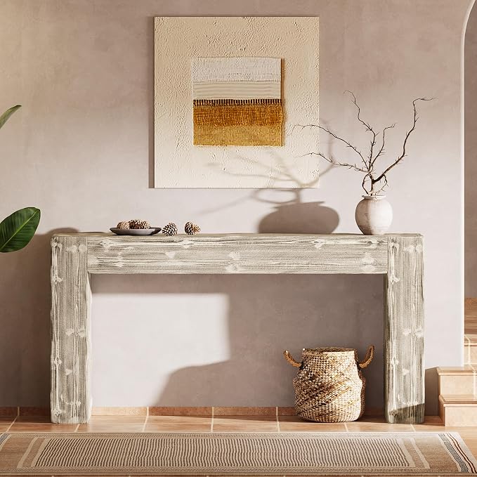 Solid Wood Console Table, 63-Inch Farmhouse Sofa Table Behind Couch - Image 7