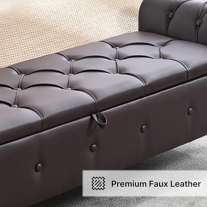 Storage Bench for Bedroom, Faux Leather King Size Bench - Image 8