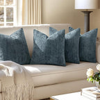 MIULEE Soft Decorative Chenille Pillow Covers Navy Blue 20x20 Pack of 4 | - Image 5