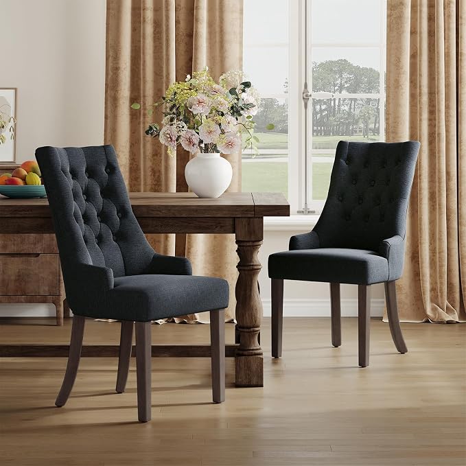 COLAMY Fabric Side Dining Chairs Set of 6, Wingback Upholstered Dining Room - Image 8
