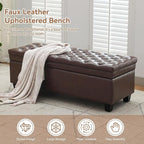 WUTUTUEE 50" Faux Leather Storage Ottoman Bench, End of Bed Upholstered - Image 6