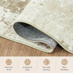 Rugflix 8x10 Area Rugs for Living Room, Washable Linen Beige Large Rug | - Image 7