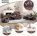 ANJ Geniune Leather Manual Loveseat Recliner Sofa Set of 2 - Image 8