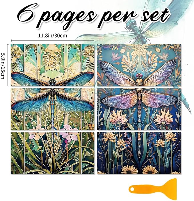 6 Sheets Dragonflies Rub on Transfers - Image 2