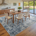 8x10 Washable Area Rug for Living Room Bedroom: Non-Slip Modern Blue Gold | - Image 8