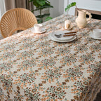 VClife Beige Floral Print Table Cloth, Linen Texture Tablecloth - Image 7