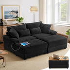 SUNWAVE 74" W Double Chaise Lounge Chair Indoor, Oversized Loveseat by SUNWAVEHOME