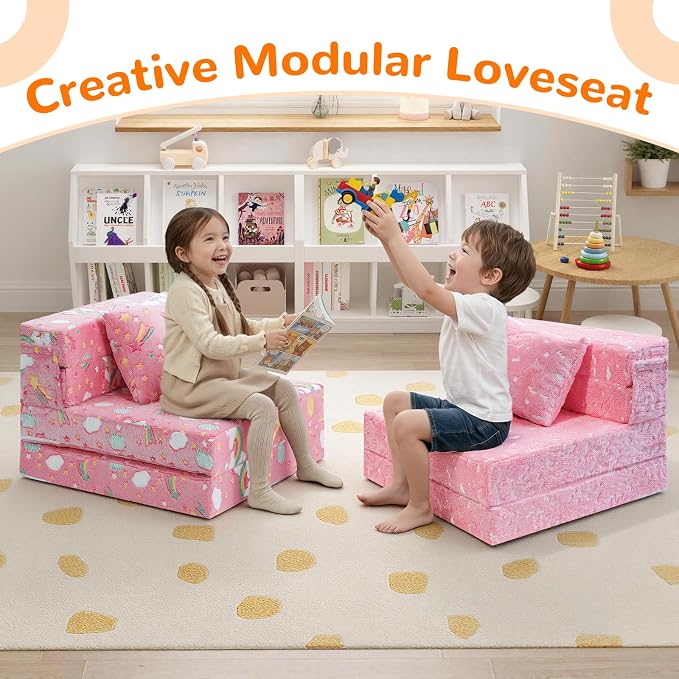 MeMoreCool Glow Pink Unicorn Tri-fold Sofa Bed - Image 6