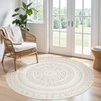 cotiled 5x5 Round Rug 5ft Circle Living Room Boho Area Rugs | Washable Foldable by COTILED