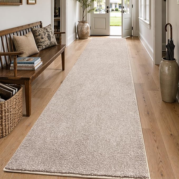 2x10 Oatmeal/White Runner Rug Washable Non-Slip by Unknown