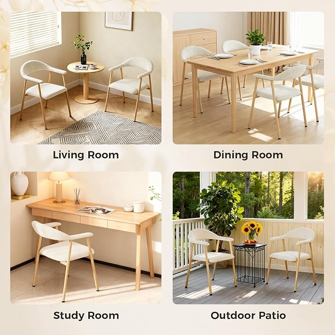 DUMOS Dining Chairs Set of 4, Linen Fabric Upholstered Kitchen Side Chairs - Image 6