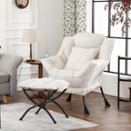 Lazy Chair with Ottoman, Large Accent Chair with Ottoman and a Throw Pillow - Image 2