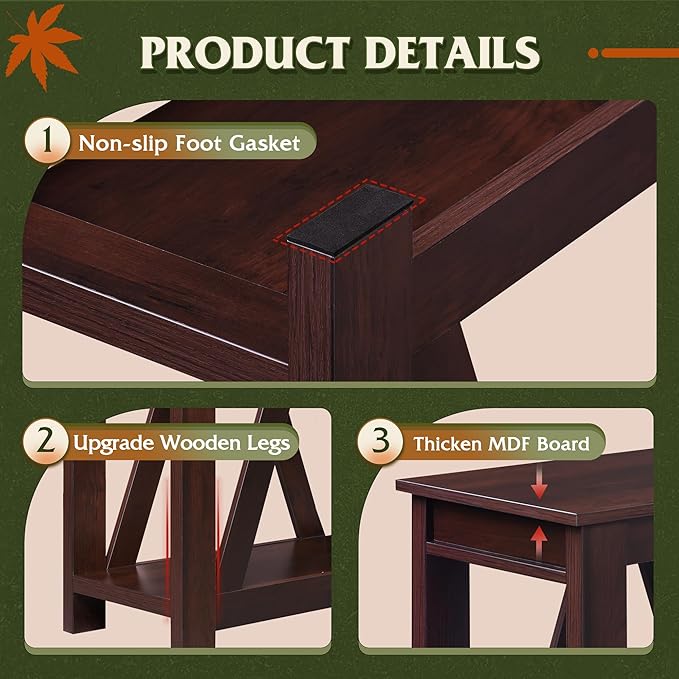 WLIVE Narrow End Table with Charging Station of Open Storage Shelf，Sofa Side - Image 5