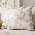 Set of 2 Decorative Floral Pillow Covers 16x16 Inch Light Camel | Neutral by SWANCOCO