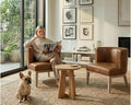 Brown Leather Barrel Chairs Set of 2 by LIVINOVA