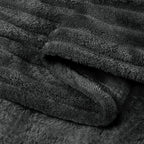 BEDELITE 3D Ribbed Charcoal Grey Fleece Throw Blanket - Image 9