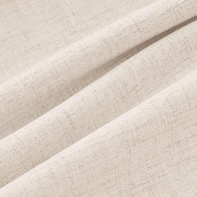 MIULEE 100% Blackout Linen Curtains 42 x 72 Inch Cream Beige 2 Panels | Thermal - Image 9