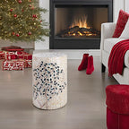 PEMAR Mother of Pearl Cylinder Drum End Table Nacre Side Stool Round Accent - Image 2