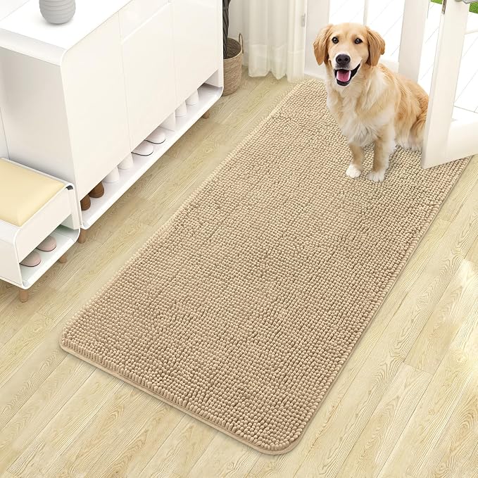 OLANLY Dog Door Mat for Muddy Paws 44x24, Super Absorbent Chenille Mud Mat | by OLANLY