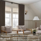 Dark Chocolate 84 Inch Pinch Pleated Semi Sheer Linen Curtains 2 Panels | - Image 2