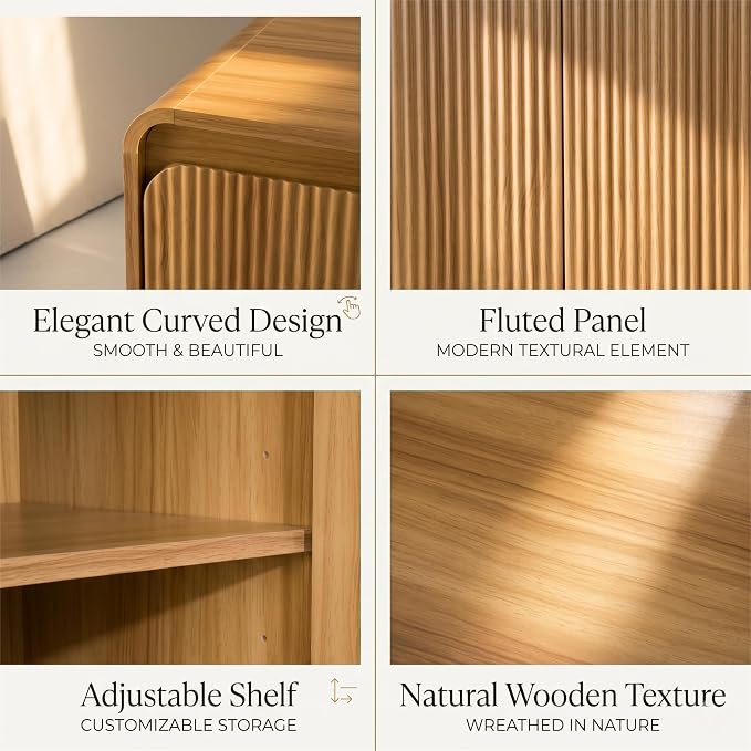 FURSUN Modern Fluted Sideboard - Image 5
