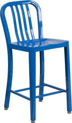 Flash Furniture Commercial Grade 24" High Blue Metal Indoor-Outdoor Counter - Image 5