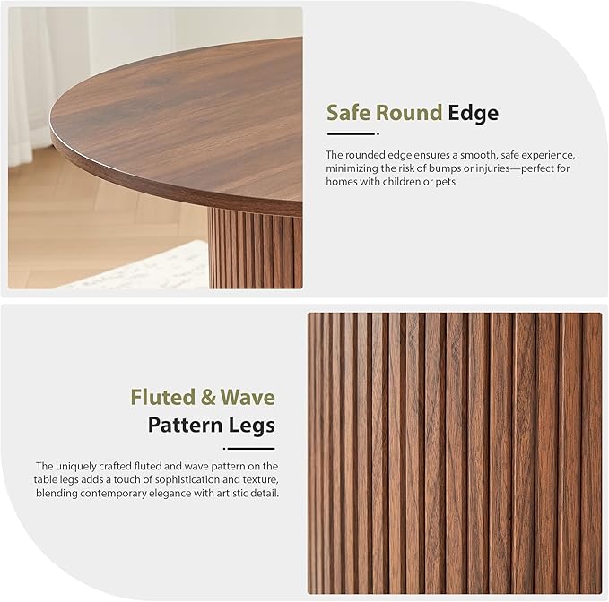 31.5" Round Dining Table for 2-4, Modern Farmhouse Kitchen Table - Image 4