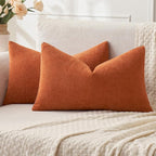 MIULEE Halloween Fall Burnt Orange Chenille Lumbar Pillow Covers, 12x20 | Set by MIULEE