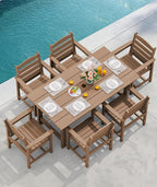 SERWALL Outdoor Dining Set for 6, HDPE Furniture - Image 8