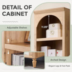 IFGET 76" Tall Arched Bookcase, Farmhouse 5 Tiers Narrow Arched Bookshelf - Image 3