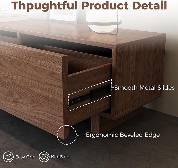 Extendable TV Stand for 65-100 Inches TVs – Walnut Entertainment Console - Image 7