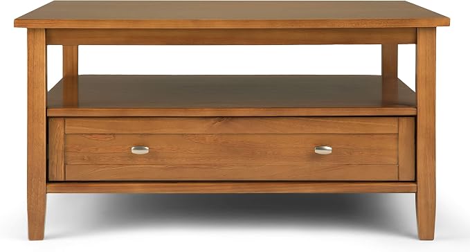 SIMPLIHOME Warm Shaker Solid Wood Transitional-Style 36-inch Wide Coffee Table - Image 2