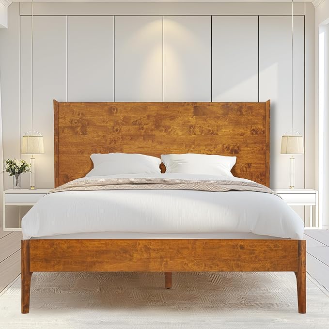 Acacia Haven Queen Bed Frame and Headboard, Platform Bed Frame Scandinavian by AACACIAFURNITURE