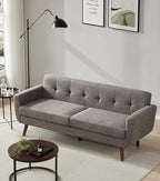 Tbfit 77.2" W Linen Sofa Couch, Mid Century Modern Decor Loveseat Couches - Image 5
